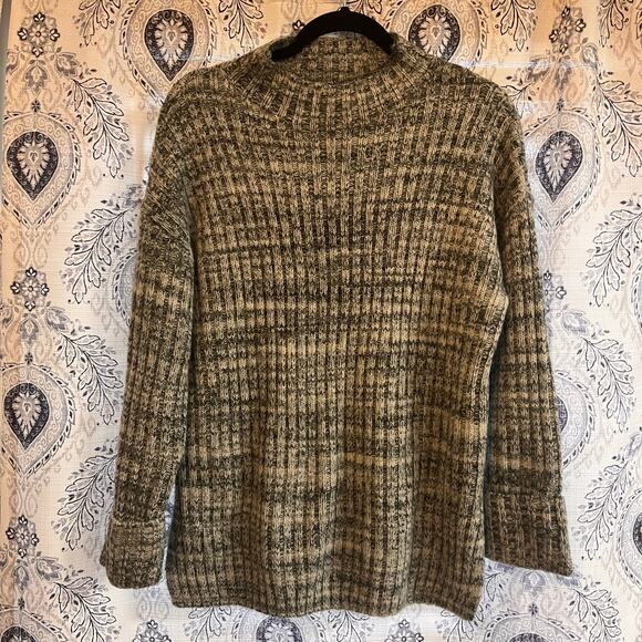 Old Navy Green And Gray Mock Neck Marled Knit Tunic Length Sweater Medium Petite - Picture 1 of 7